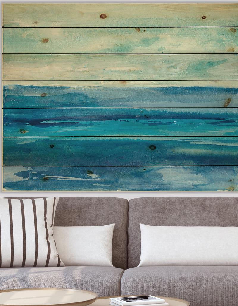 DesignQ Out to Sea - Nautical & Beach Print on Natural Pine Wood