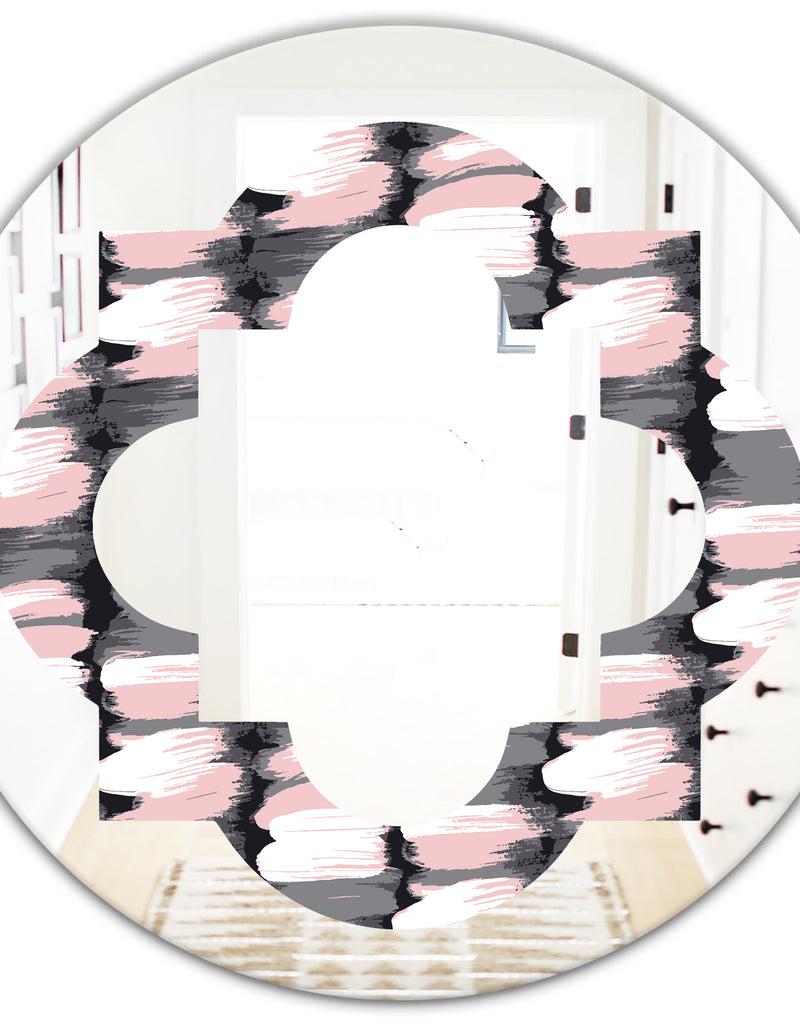 DesignQ Paint Brush Strokes Pattern - Modern Round Or Oval Wall Mirror - Quatrefoil