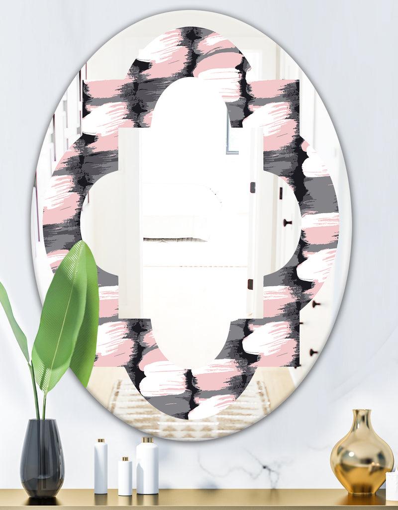 DesignQ Paint Brush Strokes Pattern - Modern Round Or Oval Wall Mirror - Quatrefoil