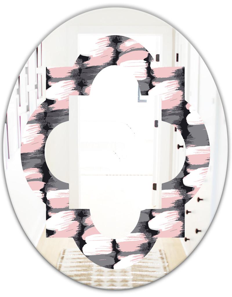 DesignQ Paint Brush Strokes Pattern - Modern Round Or Oval Wall Mirror - Quatrefoil