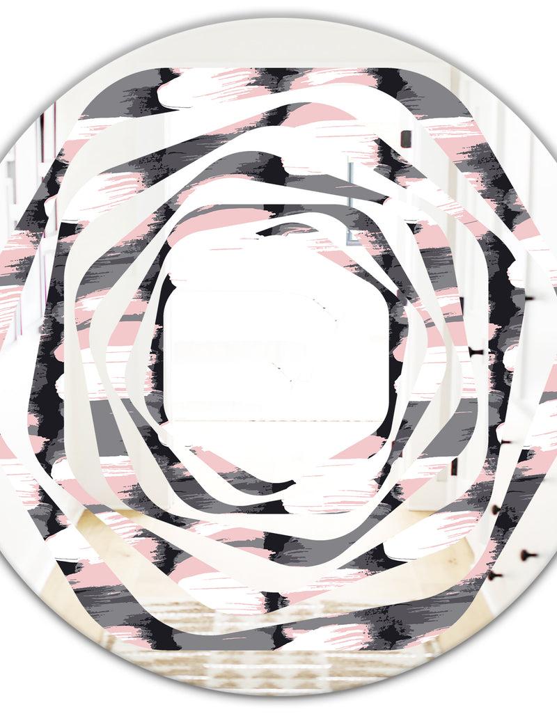 DesignQ Paint Brush Strokes Pattern - Modern Round Or Oval Wall Mirror - Whirl