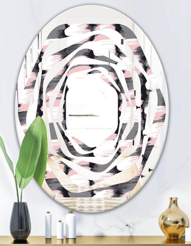 DesignQ Paint Brush Strokes Pattern - Modern Round Or Oval Wall Mirror - Whirl