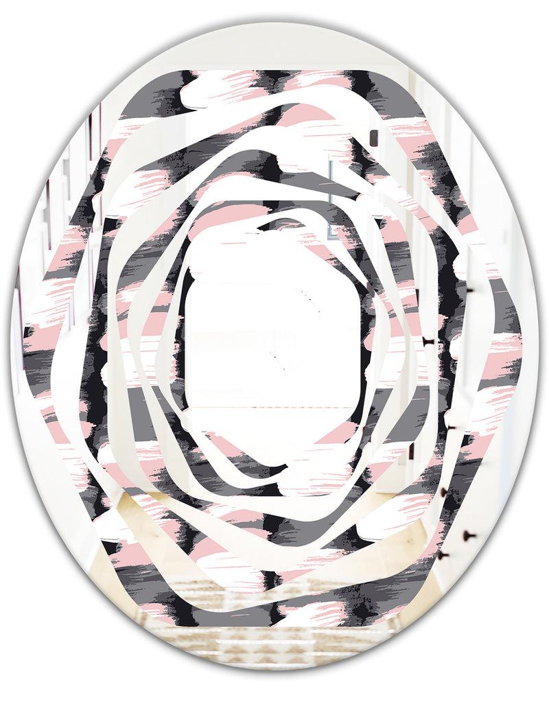 DesignQ Paint Brush Strokes Pattern - Modern Round Or Oval Wall Mirror - Whirl