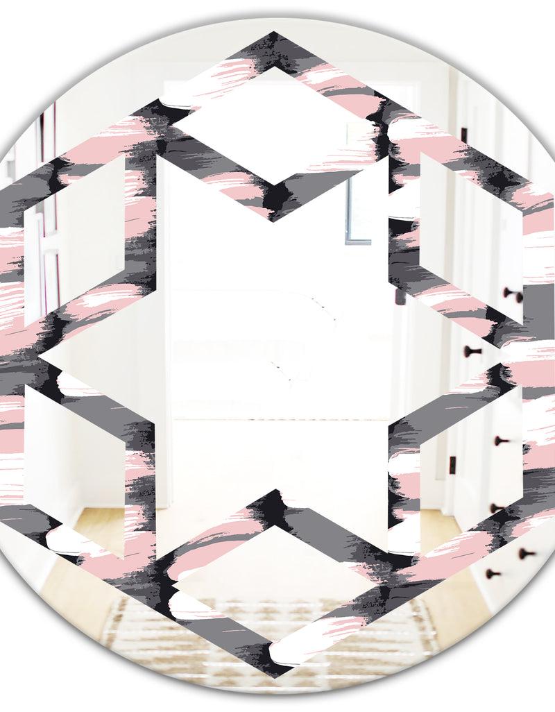 DesignQ Paint Brush Strokes Pattern - Modern Round Or Oval Wall Mirror - Hexagon Star