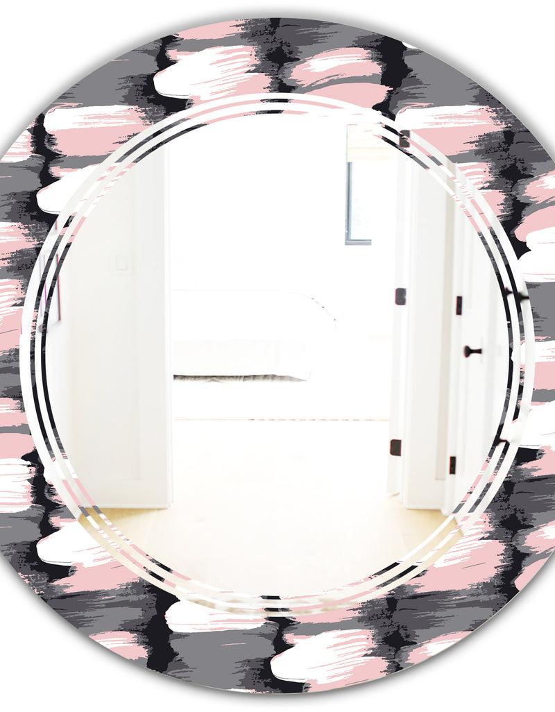 DesignQ Paint Brush Strokes Pattern - Modern Round Or Oval Wall Mirror - Triple C