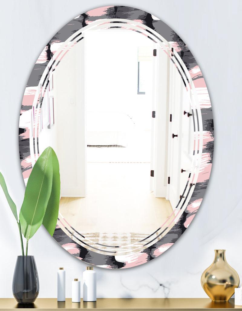 DesignQ Paint Brush Strokes Pattern - Modern Round Or Oval Wall Mirror - Triple C