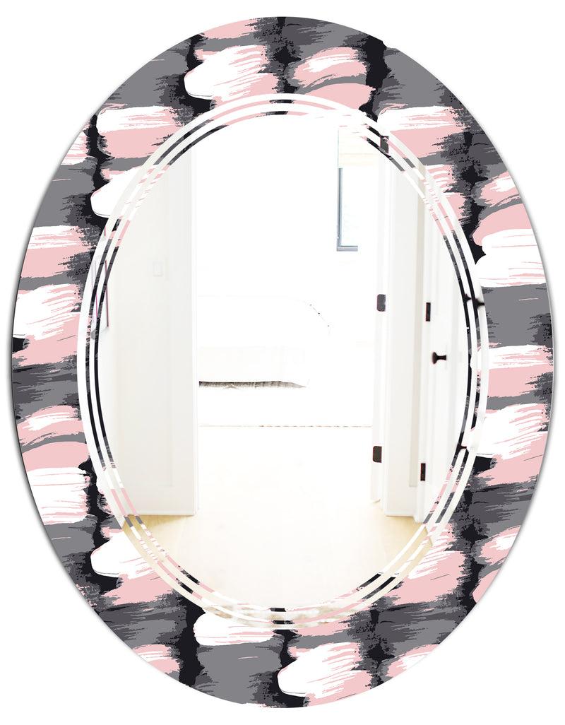 DesignQ Paint Brush Strokes Pattern - Modern Round Or Oval Wall Mirror - Triple C