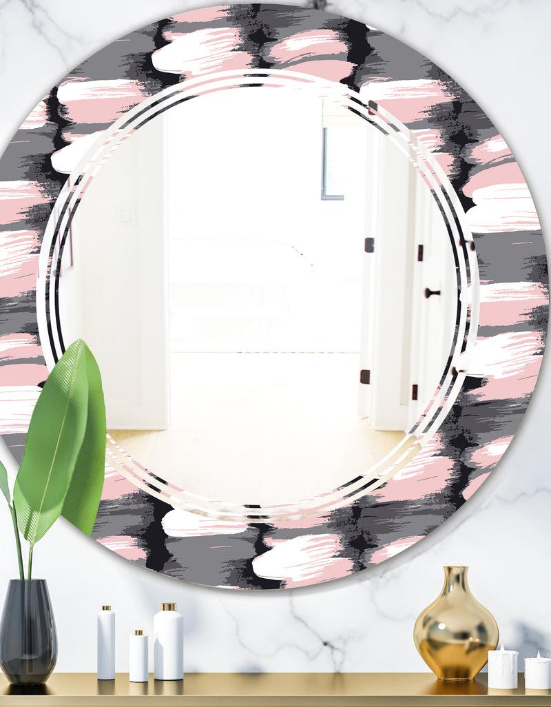 DesignQ Paint brush strokes pattern - Modern Round or Oval Wall Mirror - Triple C