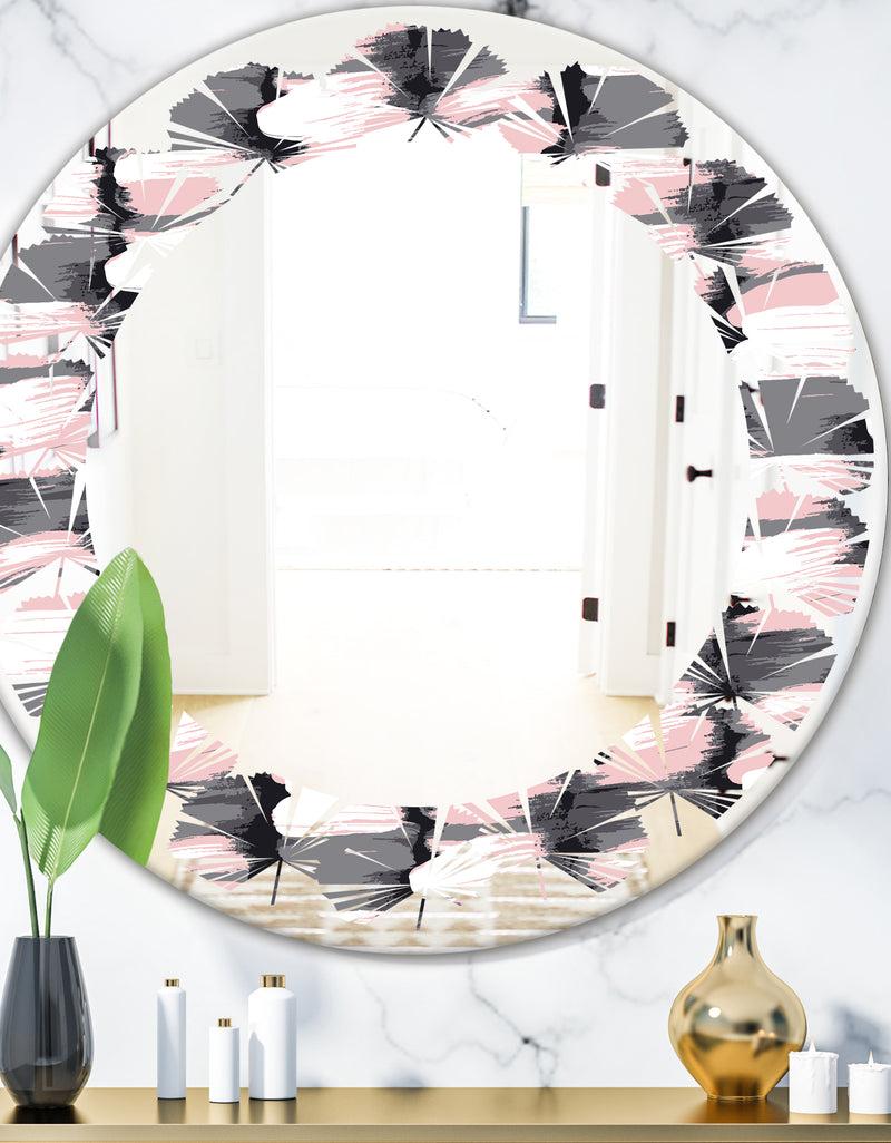 DesignQ Paint brush strokes pattern - Modern Round or Oval Wall Mirror - Leaves