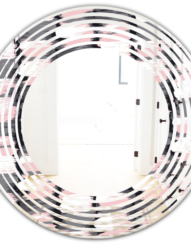 DesignQ Paint Brush Strokes Pattern - Modern Round Or Oval Wall Mirror - Wave