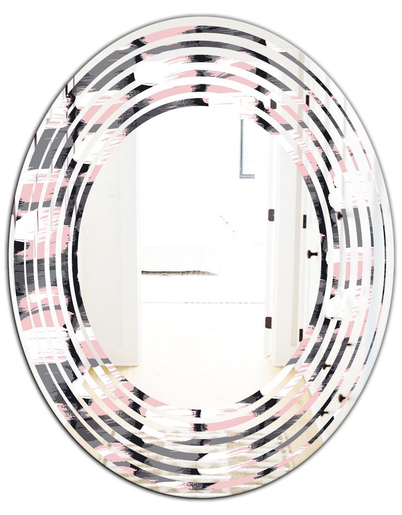 DesignQ Paint Brush Strokes Pattern - Modern Round Or Oval Wall Mirror - Wave