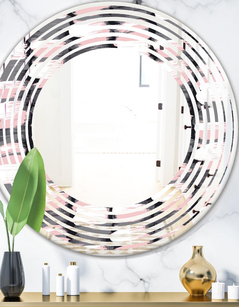 DesignQ Paint brush strokes pattern - Modern Round or Oval Wall Mirror - Wave
