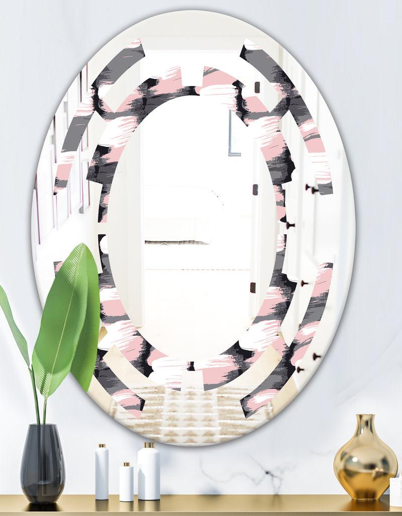 DesignQ Paint Brush Strokes Pattern - Modern Round Or Oval Wall Mirror - Space