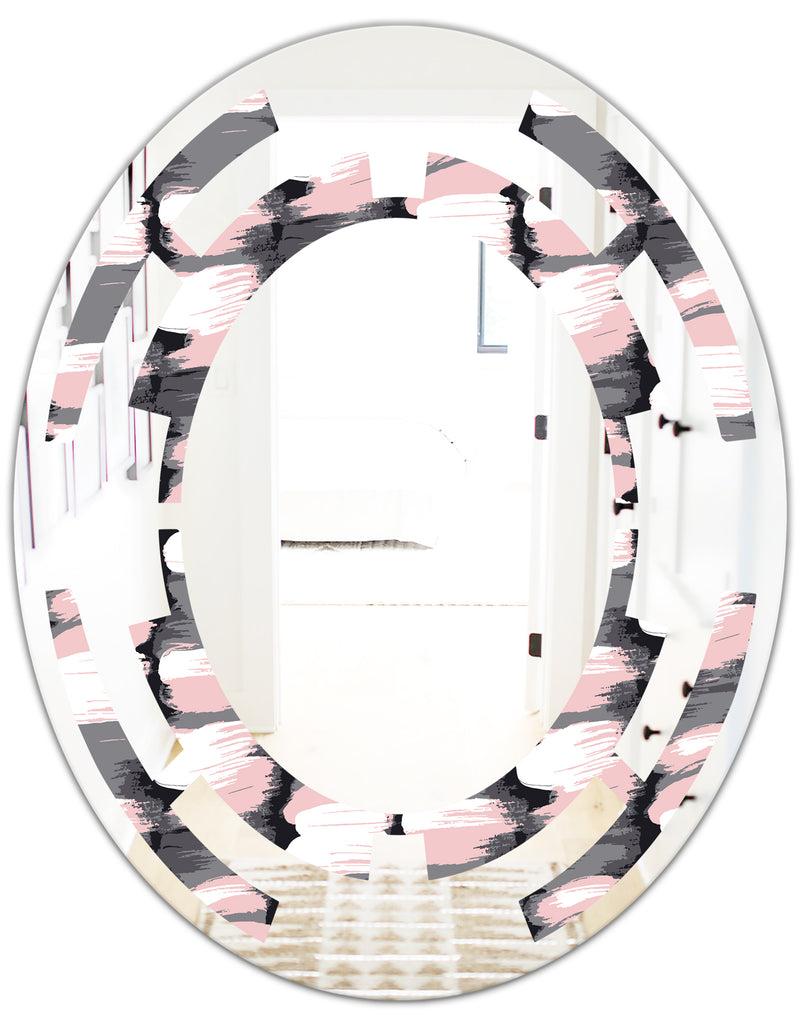 DesignQ Paint Brush Strokes Pattern - Modern Round Or Oval Wall Mirror - Space