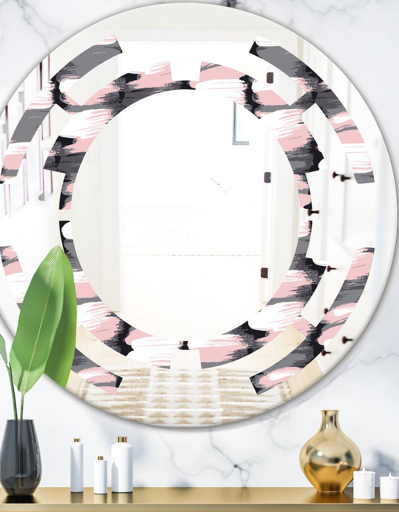 DesignQ Paint brush strokes pattern - Modern Round or Oval Wall Mirror - Space