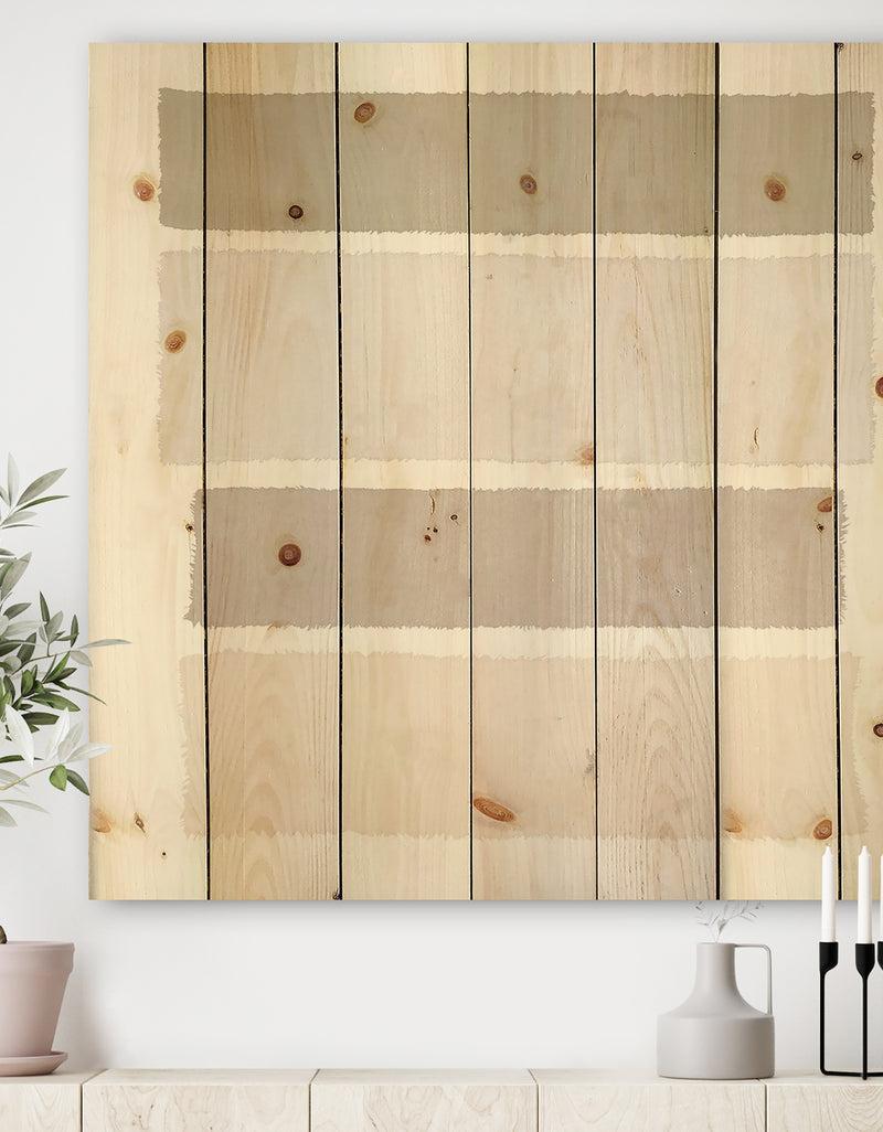 DesignQ Painted Weaving I Neutral on White Sq - Modern Geometric Print on Natural Pine Wood