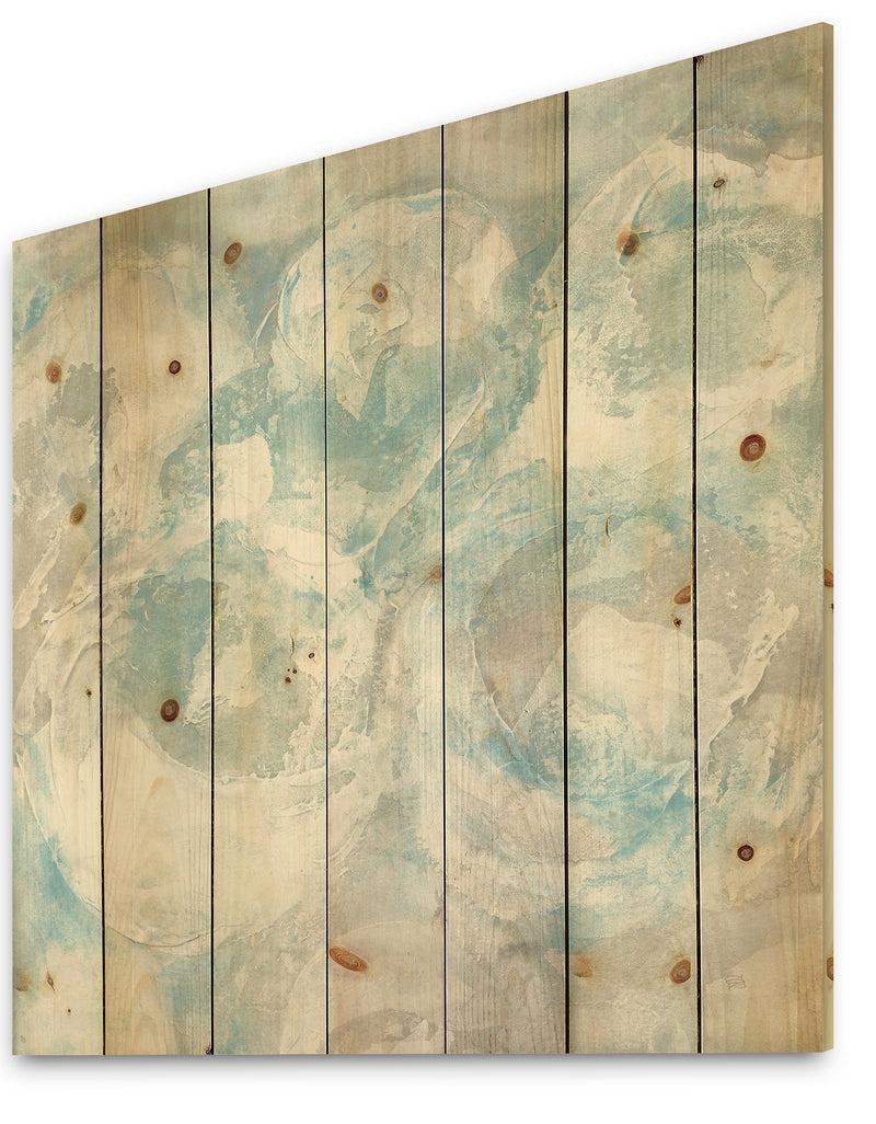 DesignQ Pale Blue Shade III - Modern Farmhouse Print On Natural Pine Wood