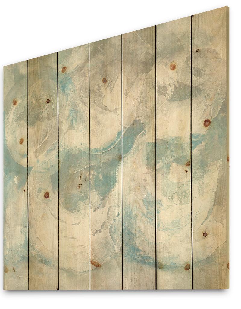 DesignQ Pale Blue Shade IV - Modern Farmhouse Print On Natural Pine Wood