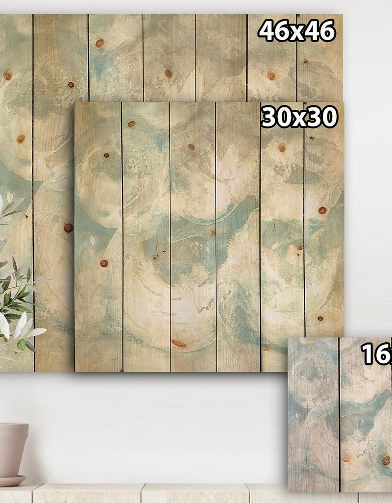 DesignQ Pale Blue Shade IV - Modern Farmhouse Print On Natural Pine Wood