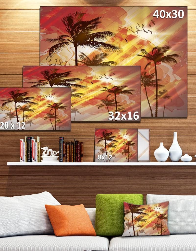 DesignQ Palm Tree At Sunset Photography Canvas Art Print