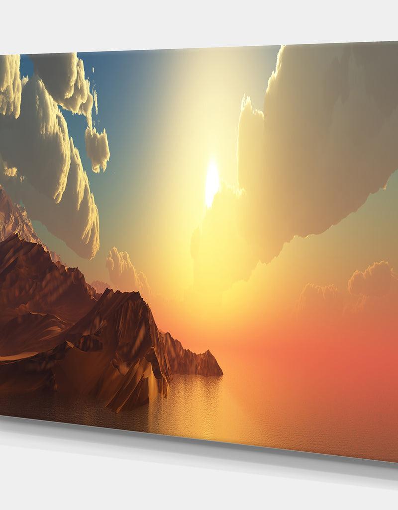 DesignQ Panorama Of Sea Sunset - Landscapes Sea & Shore Photographic On Wrapped Canvas