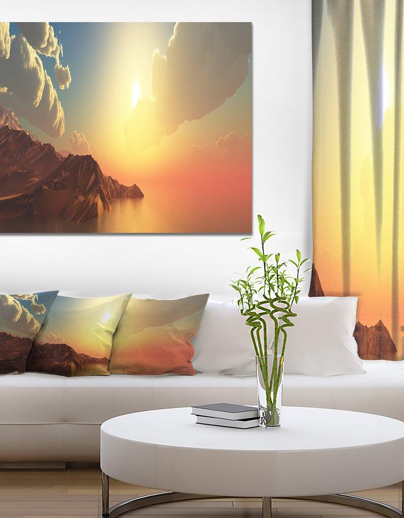 DesignQ Panorama of Sea Sunset - Landscapes Sea & Shore Photographic on wrapped Canvas
