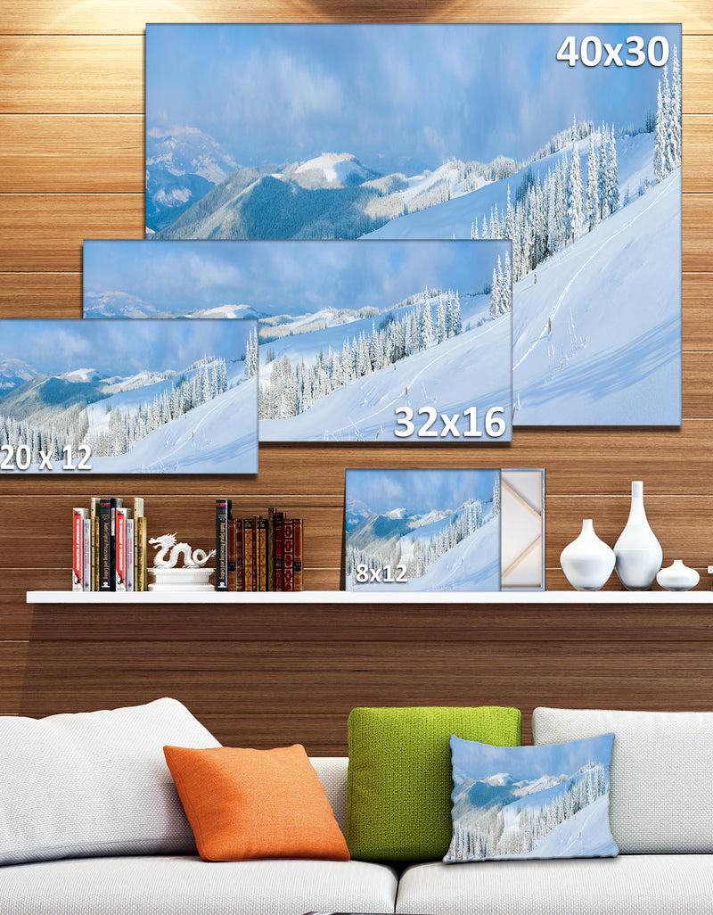 DesignQ Panoramic Winter Mountain - Landscape Photo Canvas Print
