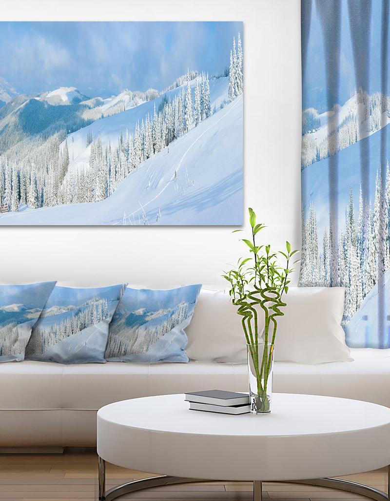 DesignQ Panoramic Winter Mountain - Landscape Photo Canvas Print