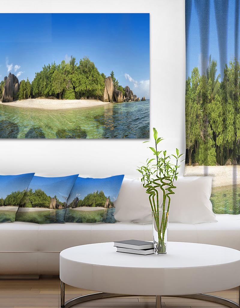 DesignQ Paradise on Earth Seychelles Island - Large Seashore Canvas Print