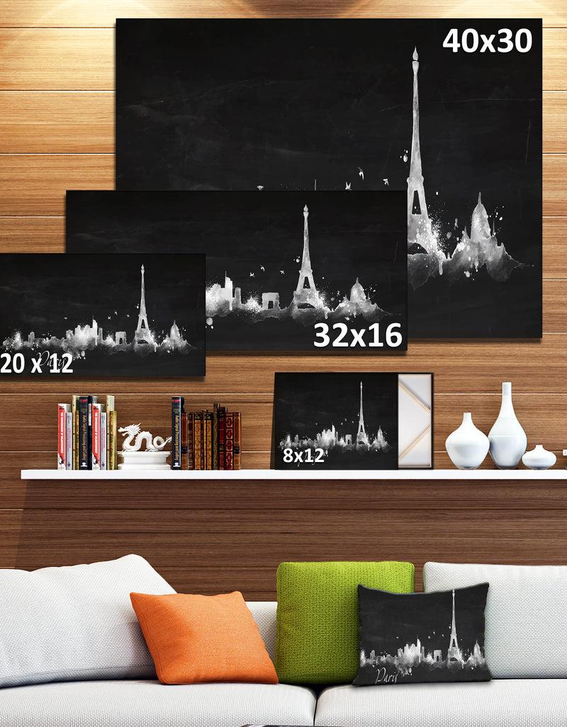 DesignQ Paris Dark Silhouette - Cityscape Painting Canvas Print