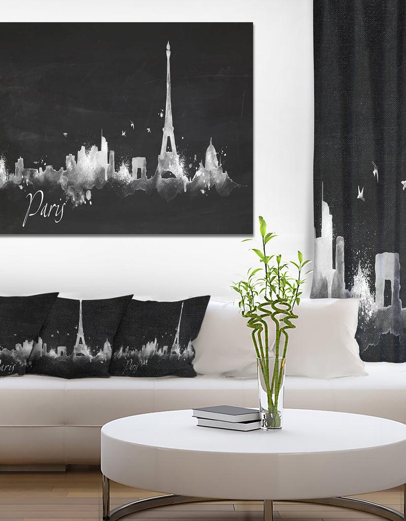 DesignQ Paris Dark Silhouette - Cityscape Painting Canvas Print