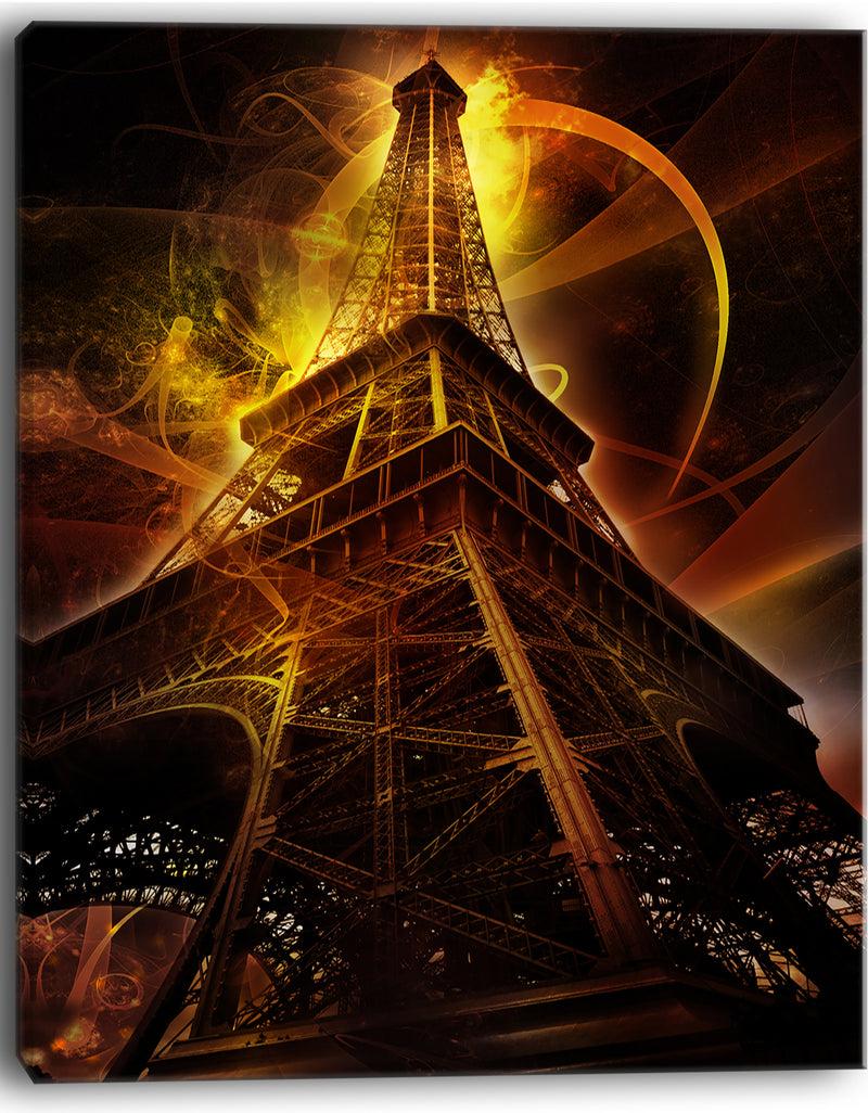 DesignQ Paris Eiffel Tower On Fantasy Background - Cityscape Canvas Print