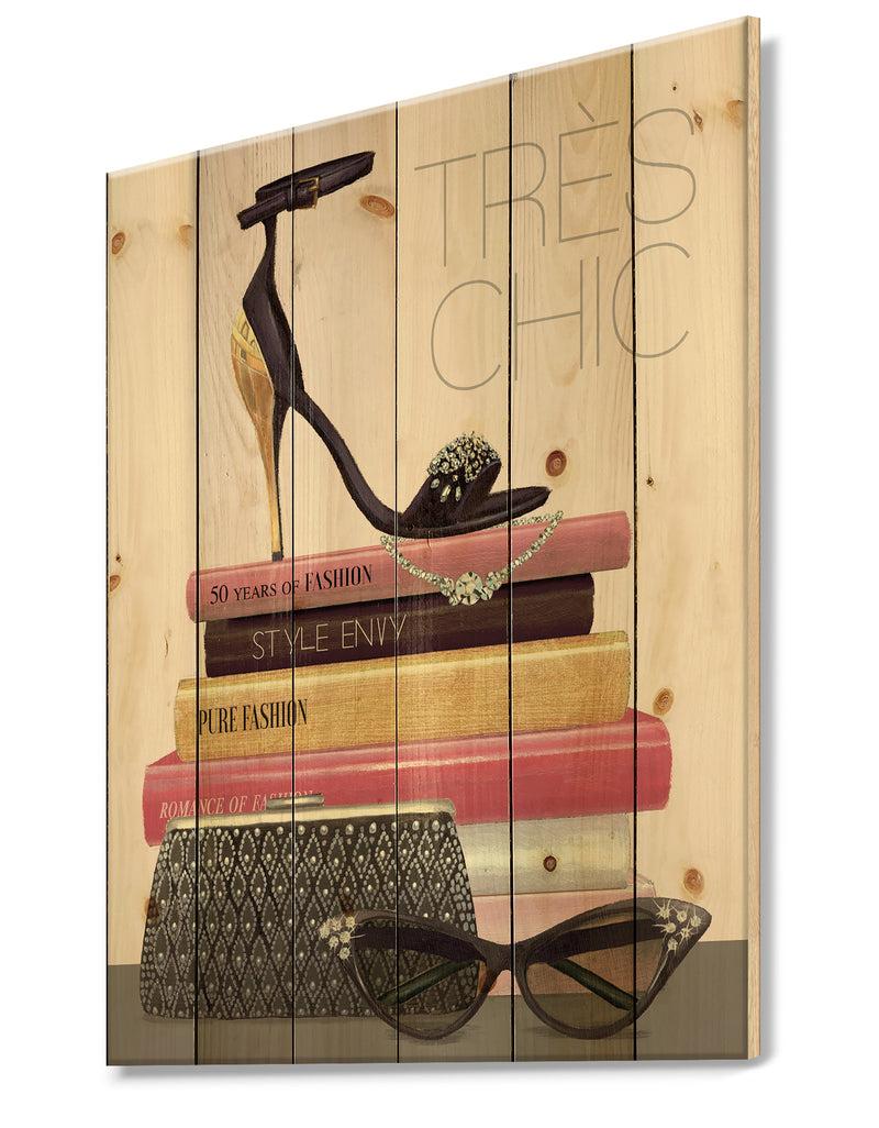 DesignQ Paris Glamourous Gold Style I - Fashion Print On Natural Pine Wood