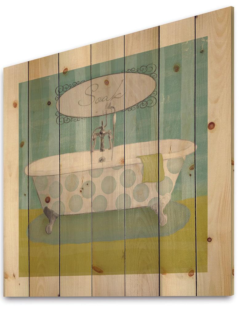 DesignQ Paris Hotel Bathroom III - Traditional Bathroom Print On Natural Pine Wood