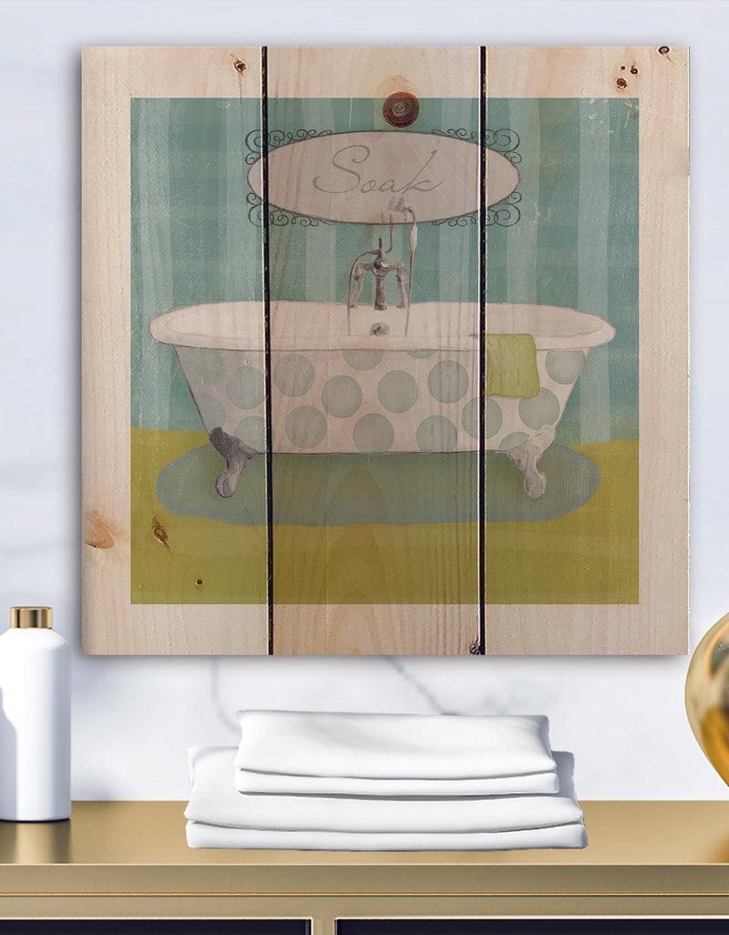 DesignQ Paris Hotel Bathroom III - Traditional Bathroom Print on Natural Pine Wood