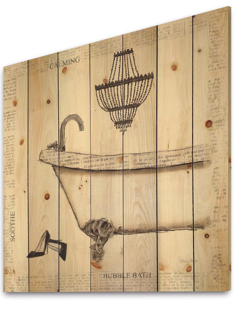 DesignQ Paris Hotel Bathroom VI - Traditional Bathroom Print On Natural Pine Wood