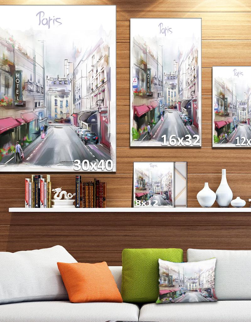 DesignQ Paris Illustration - Cityscape Digital Canvas Art Print