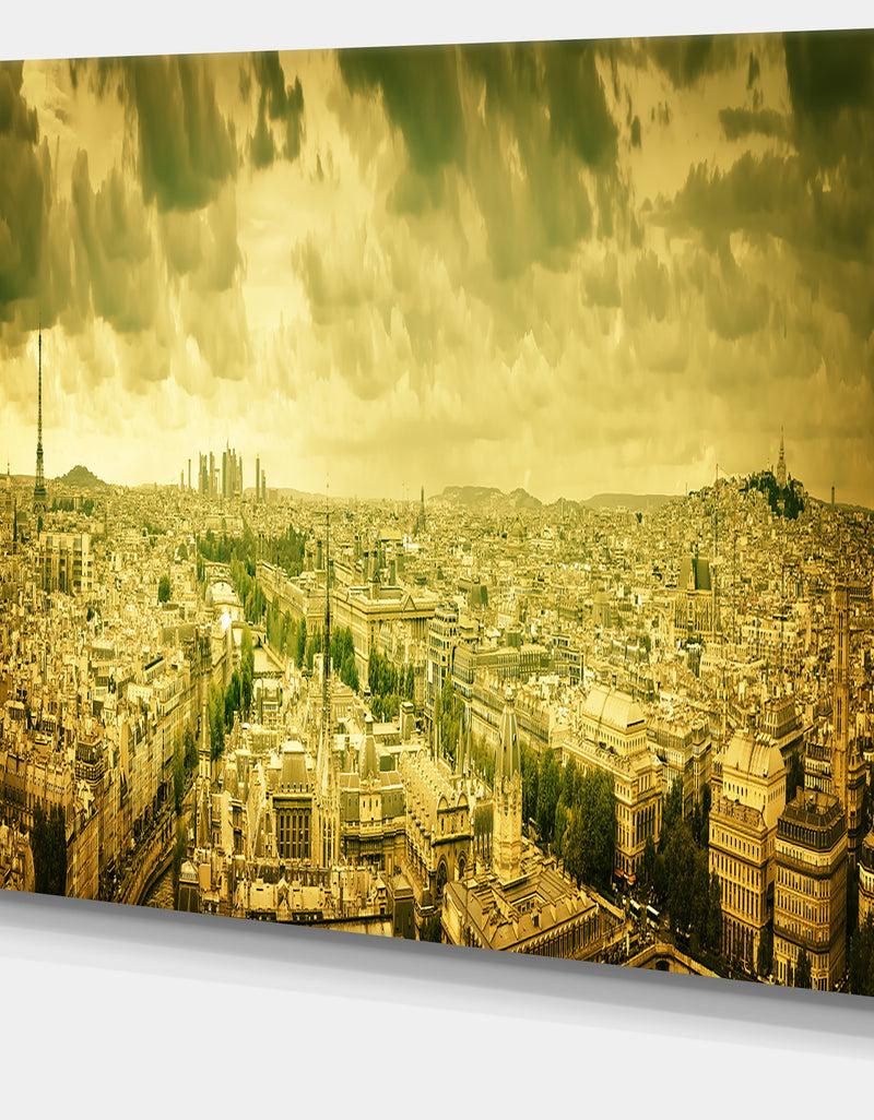 DesignQ Paris Panorama With Scenic Sky - Cityscape Photo Canvas Art