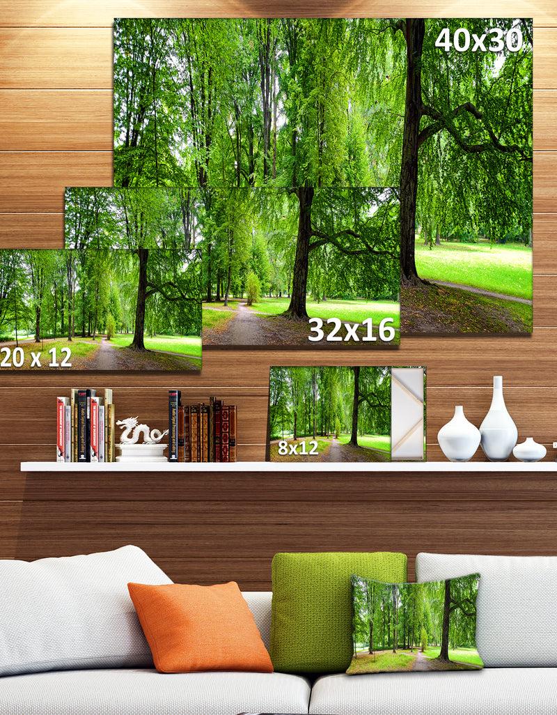 DesignQ Park In Autumn Panorama - Landscape Canvas Wall Artwork