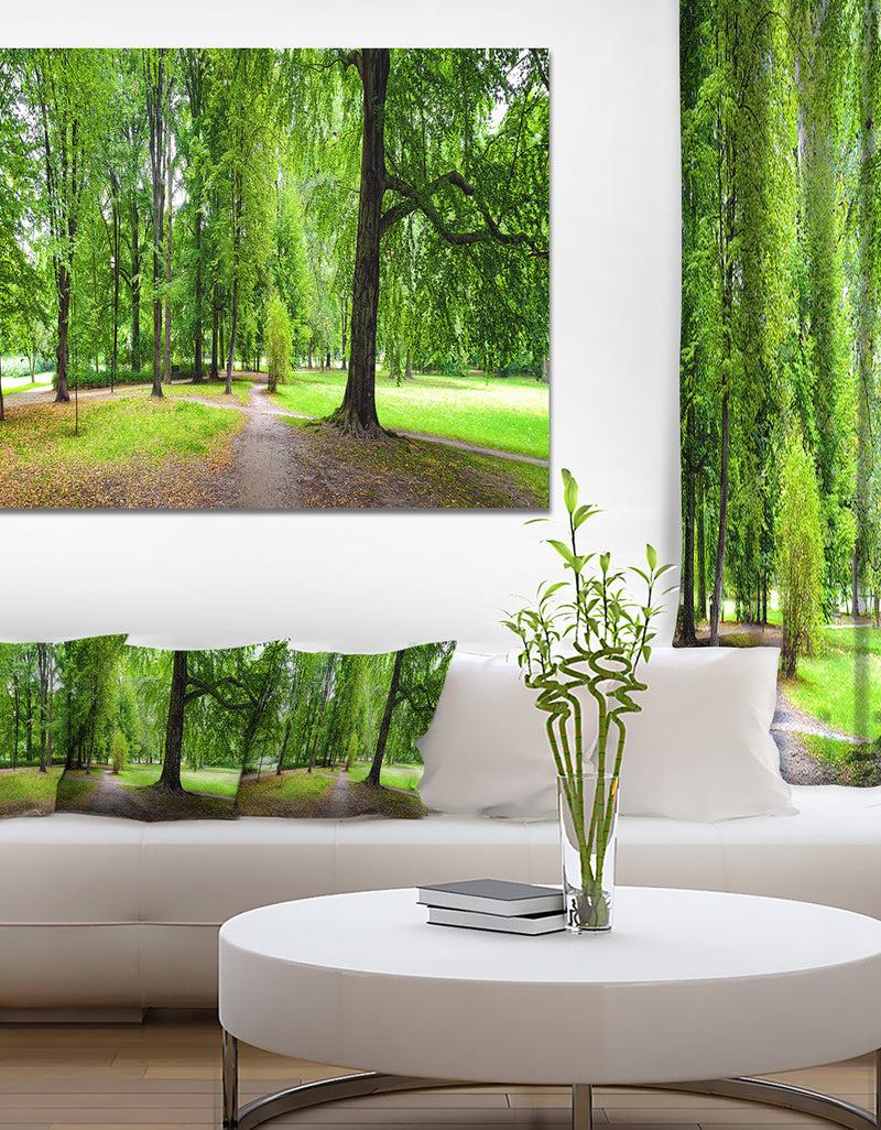 DesignQ Park in Autumn Panorama - Landscape Canvas Wall Artwork