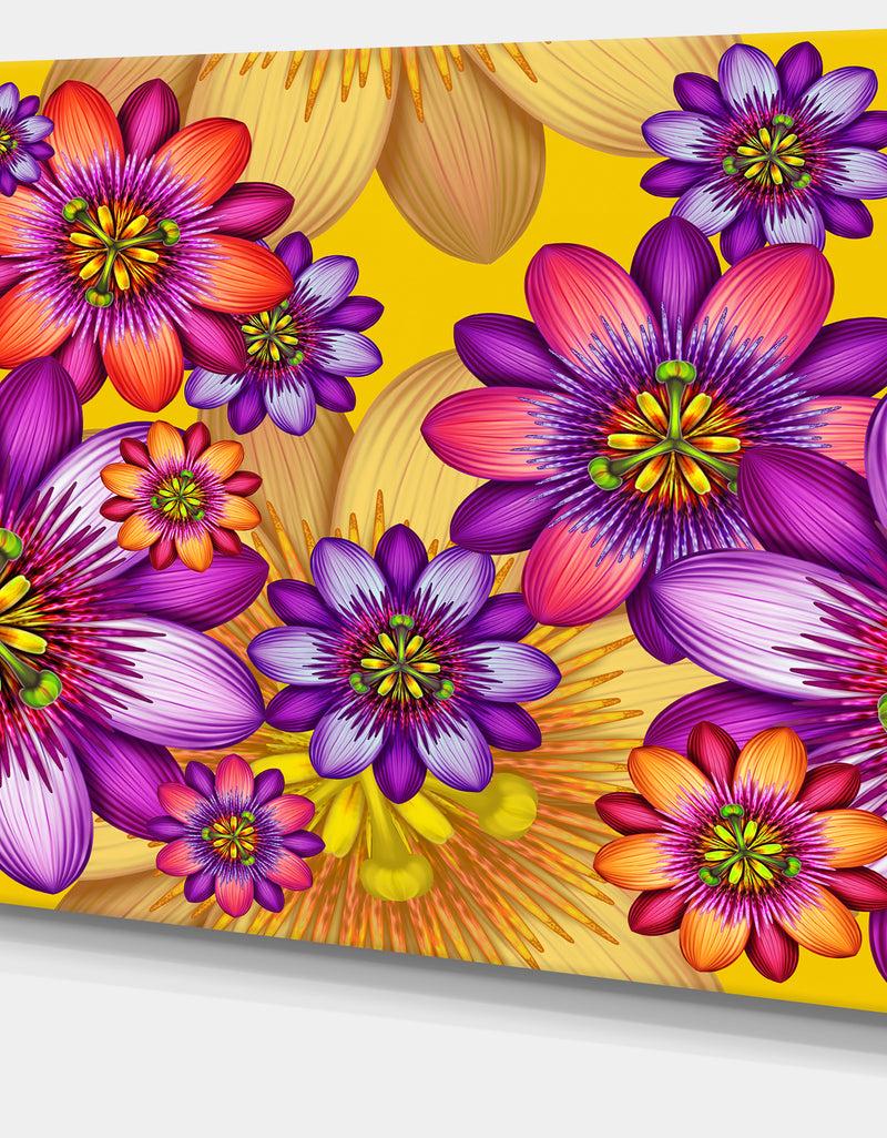 DesignQ Passion Flowers Pattern - Modern Floral Large Canvas Art