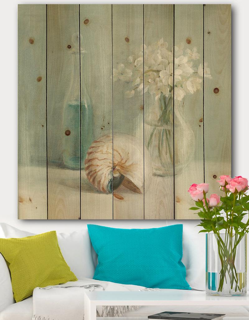 DesignQ Pastel Bath IV - Farmhouse Print on Natural Pine Wood