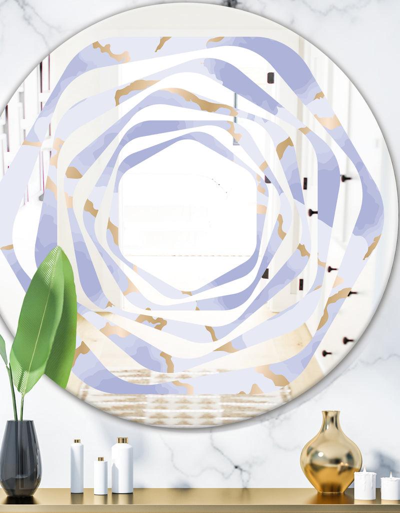 DesignQ Pastel blue and gold abstract shapes pattern - Modern Round or Oval Wall Mirror - Whirl