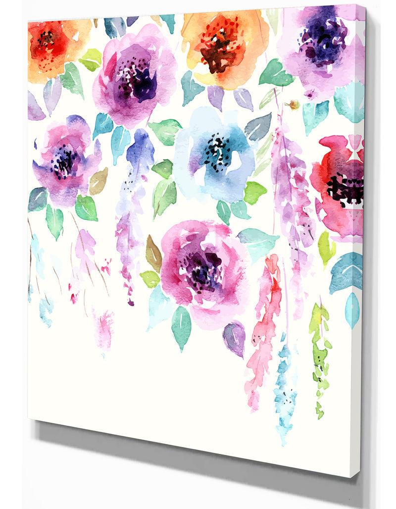DesignQ Pastel Watercolor Flower - Floral Painting Print On Wrapped Canvas On Wrapped Canvas