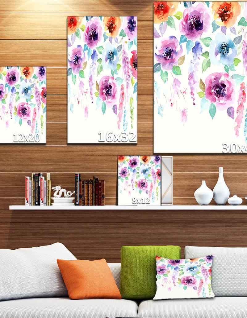 DesignQ Pastel Watercolor Flower - Floral Painting Print On Wrapped Canvas On Wrapped Canvas