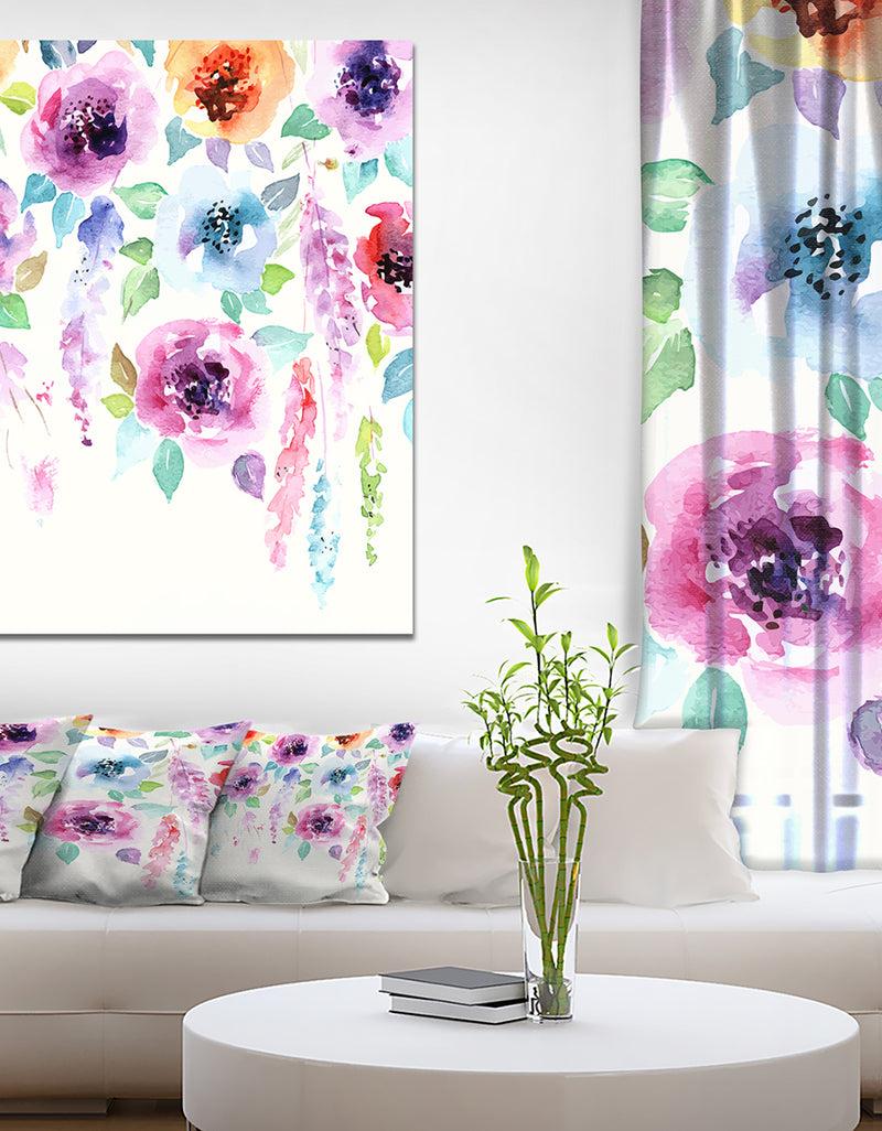 DesignQ Pastel Watercolor Flower - Floral Painting Print on Wrapped Canvas on Wrapped Canvas