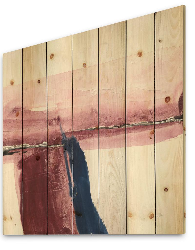 DesignQ Patch Of Dirty Pink I - Shabby Chic Print On Natural Pine Wood