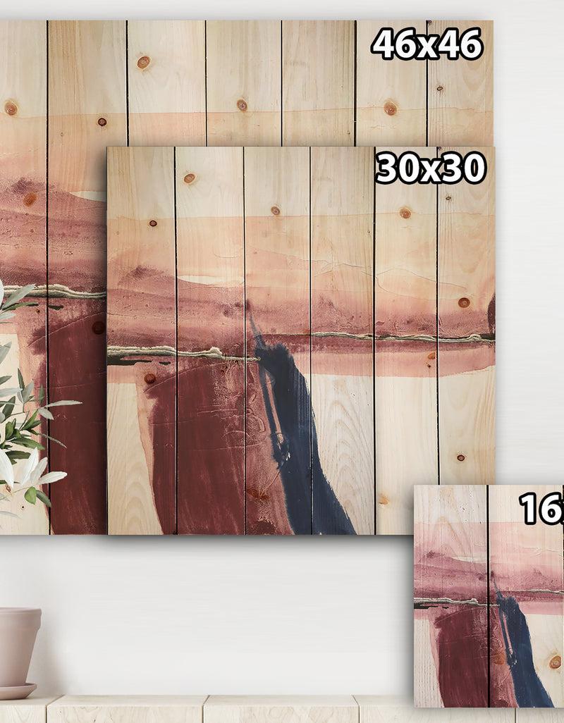 DesignQ Patch Of Dirty Pink I - Shabby Chic Print On Natural Pine Wood