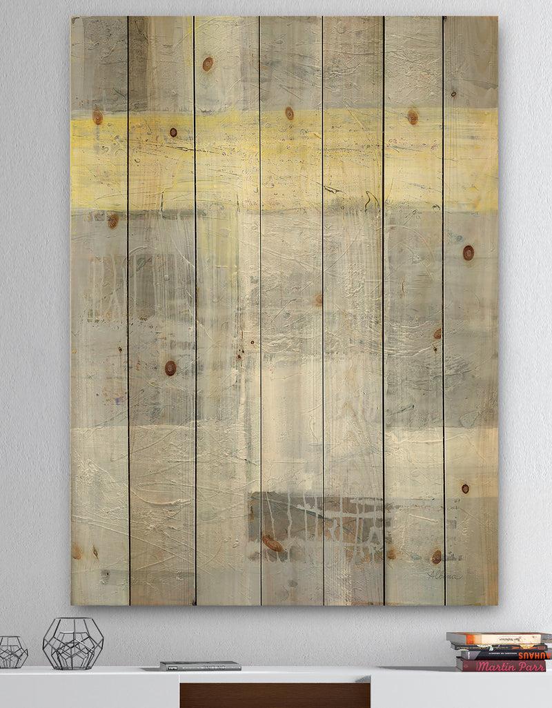 DesignQ Patchwork Abstract I - Modern & Contemporary Print on Natural Pine Wood