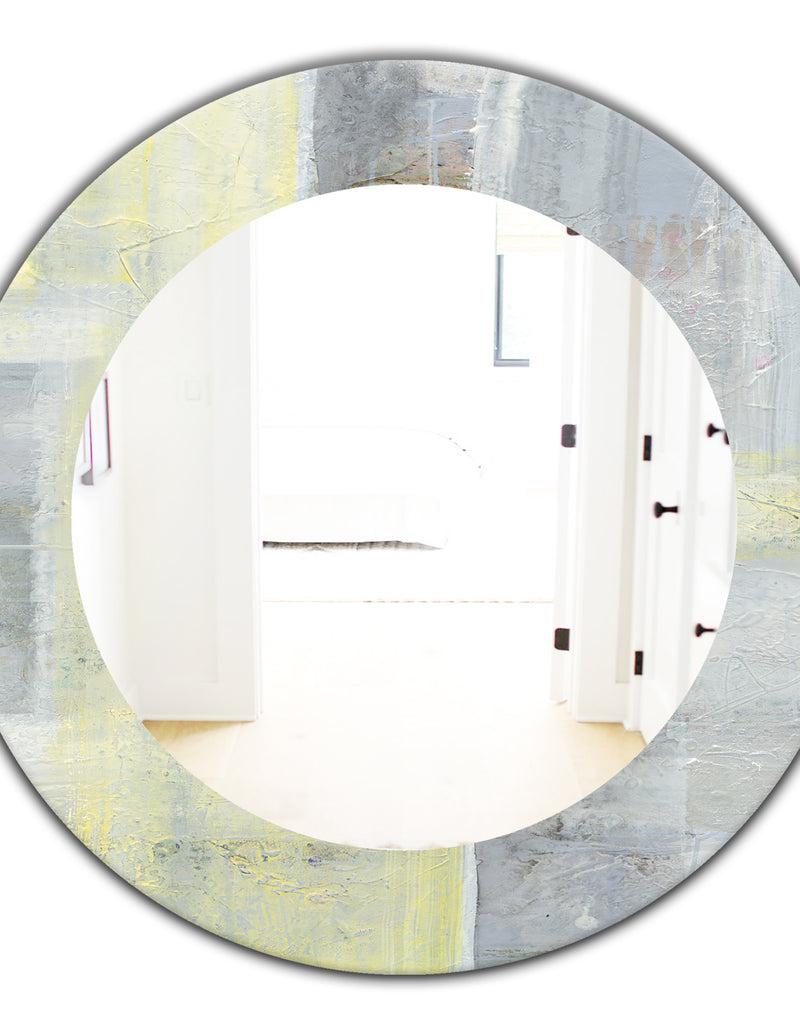 DesignQ Patchwork Abstract II - Modern Mirror - Oval Or Round Wall Mirror